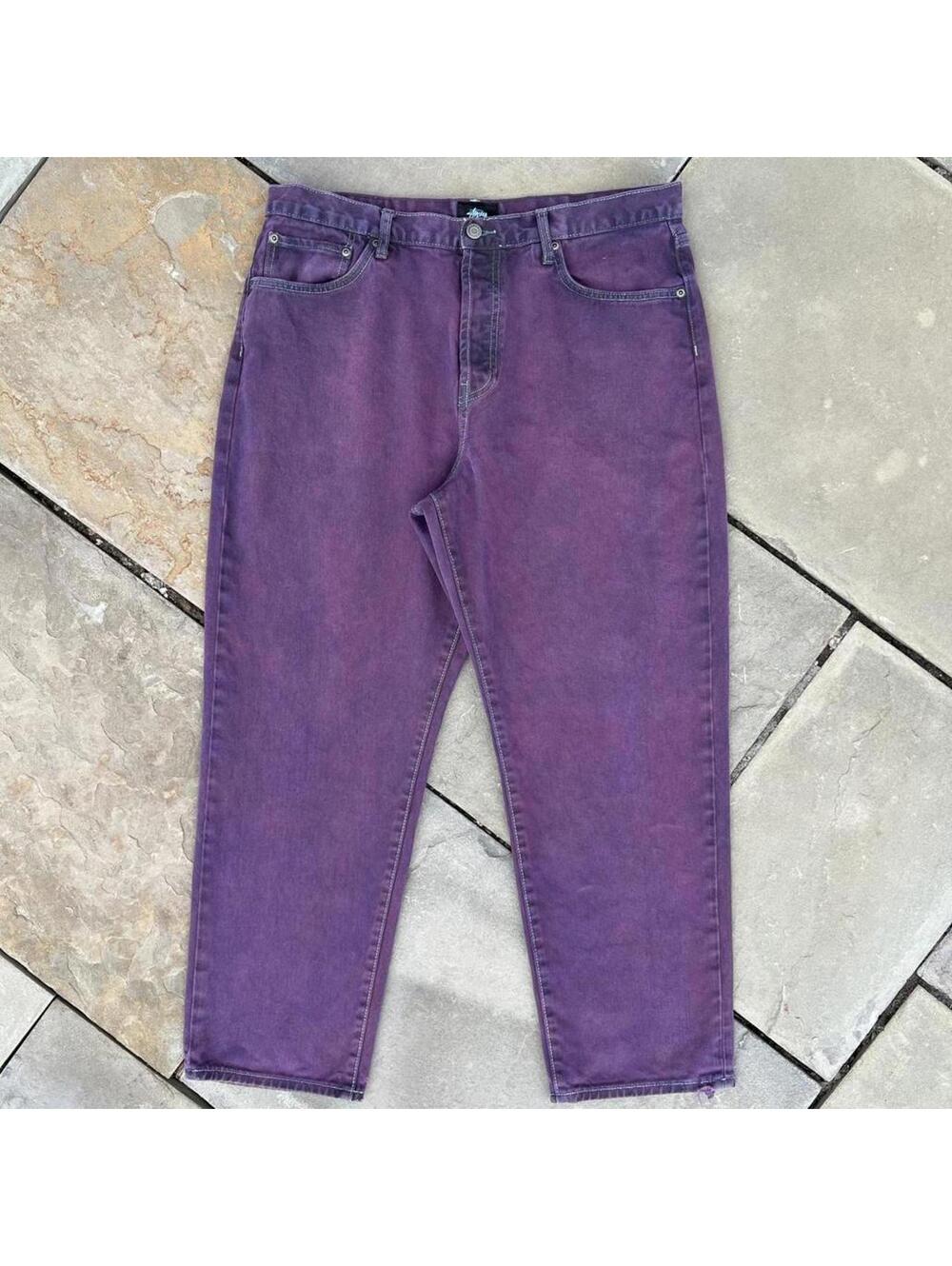 Double Purple Wash Reworked Stussy Big Ol Jeans